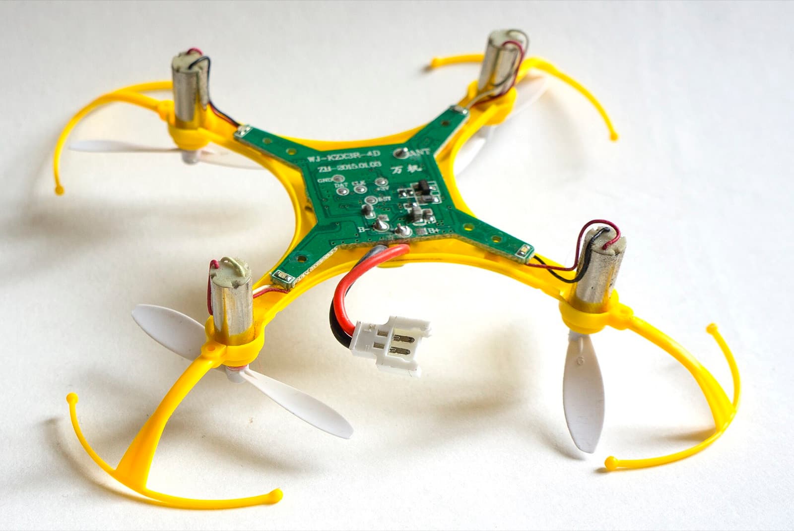 Bare micro quadrotor frame with four coreless motors and propeller guards