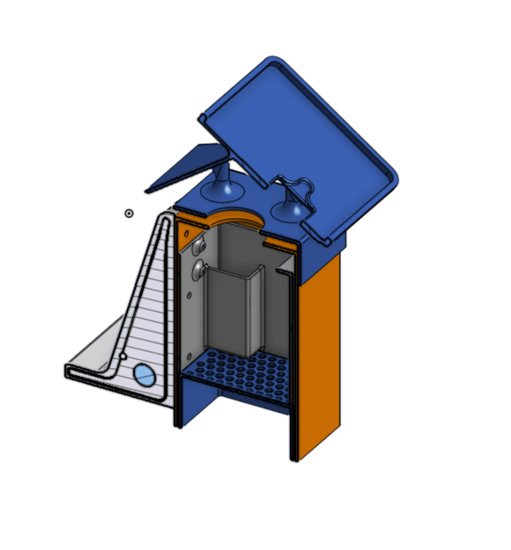 Sectioned V4 CAD view of the outdoor sensor enclosure